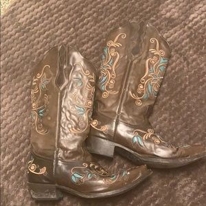 Brown and Teal Cowboy Boots